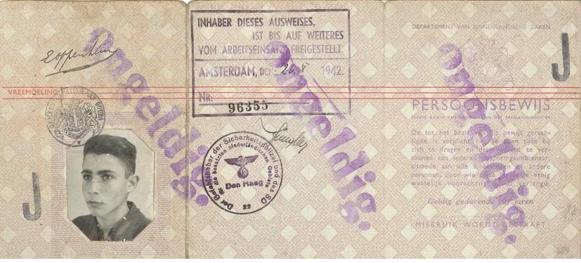 Identity card of Ernst Simon Oppenheim, 1941